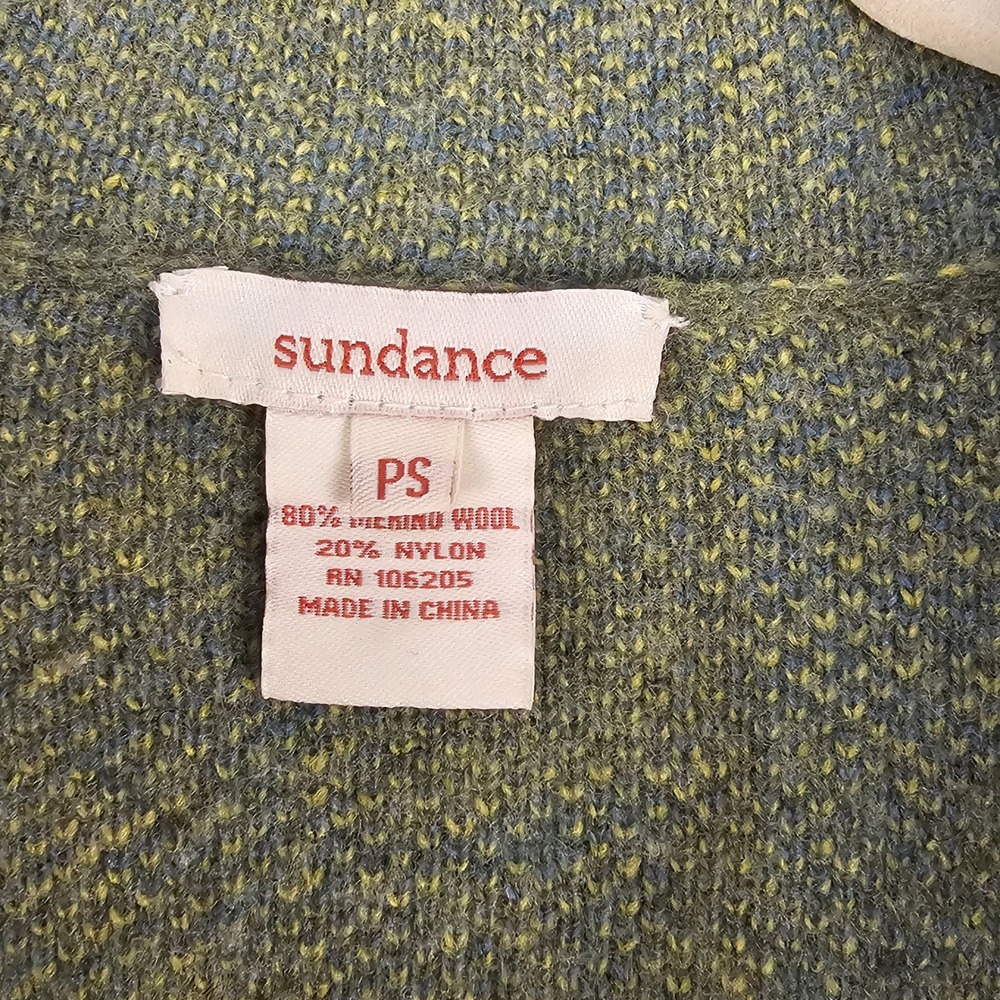 Sundance Green Merino Wool Blend Spanish Moss Long Cardigan Sweater PS Petite Sm - Picture 3 of 3